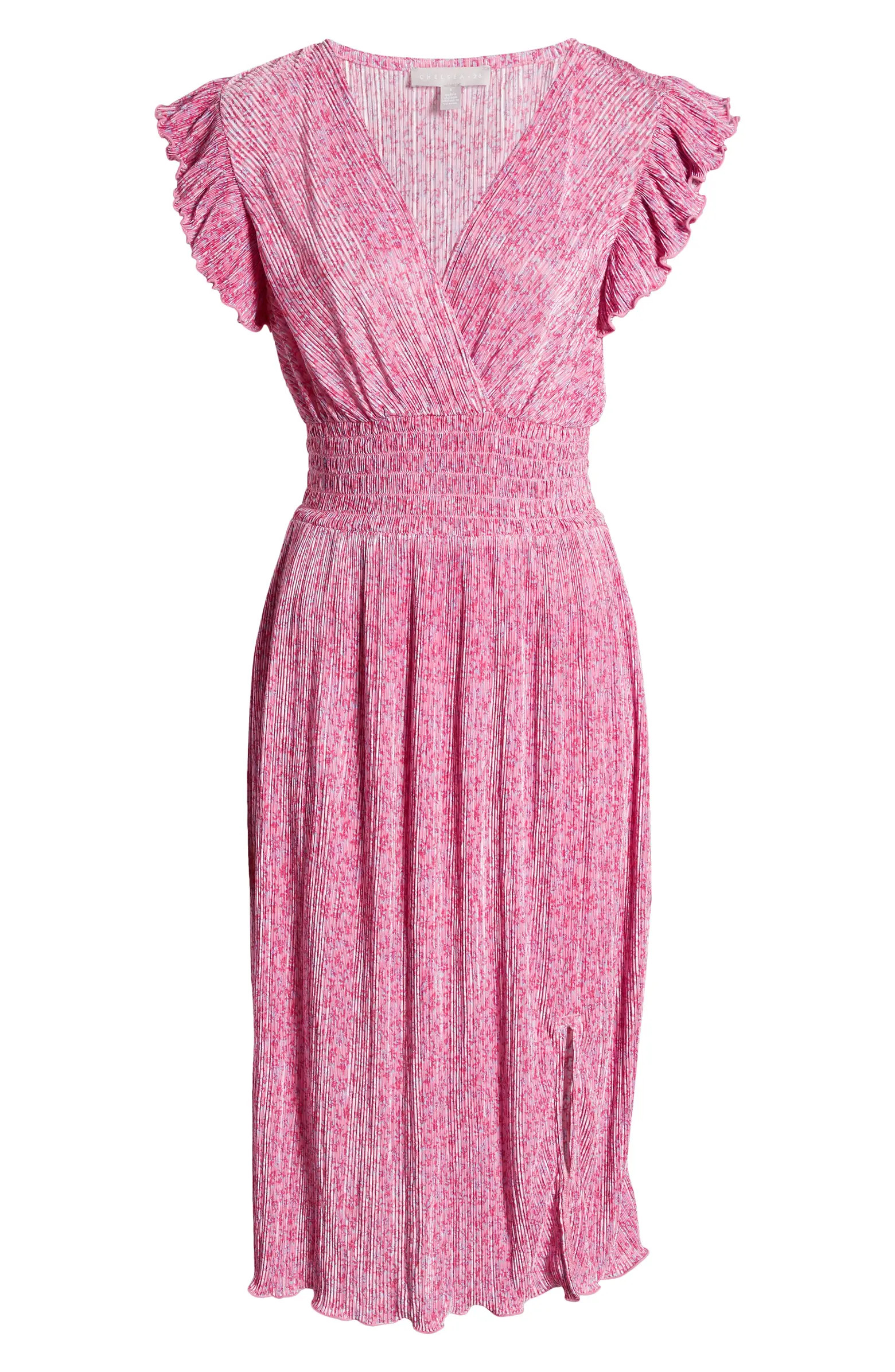 Flutter Sleeve Plissé Midi Dress | Nordstrom