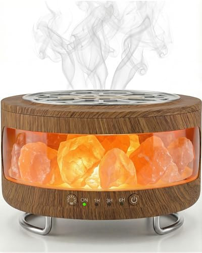 Essential Oil Diffuser with Himalayan Salt Lamp, 350ml Ultrasonic Aromatherapy Humidifier, 7 Colors LED Light, Timer & Auto Shut-Off for Home Bedroom Office Spa Yoga | Amazon (US)