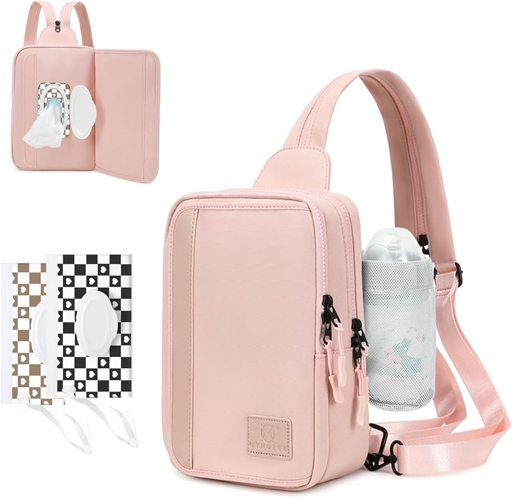 MYHOZEE Sling Bag Crossbody Backpack Purse - 2 in 1 Nylon Cross Body Bag Diaper with Wipes Pouch,... | Amazon (US)