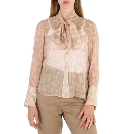 Burberry Beige Deer Print Pussybow Blouse Brand Size 8 (US Size 6) | Walmart (US)