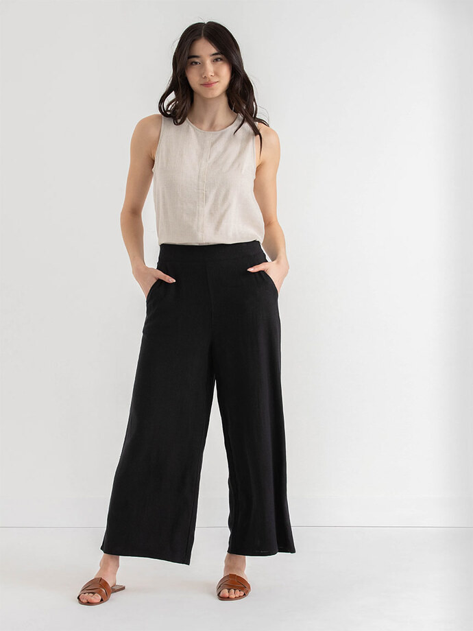 Viscose Linen Wide Crop Pant | Ricki's