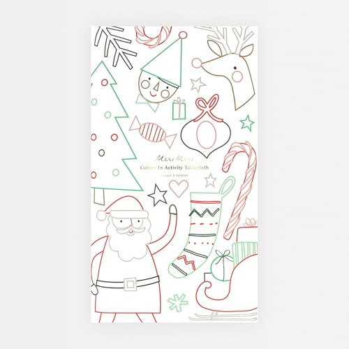 Meri Meri Color-in Activity Christmas Tablecloth (Pack of 1), 50" x 94" Disposable Christmas Tablecloth, Coloring Fun, for Ages 3+ | Amazon (US)