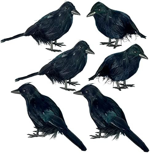 6 Packs Halloween Crow Decoration Set, Halloween Fake Crow Props for Desks, Trees, Walls, and Win... | Amazon (US)