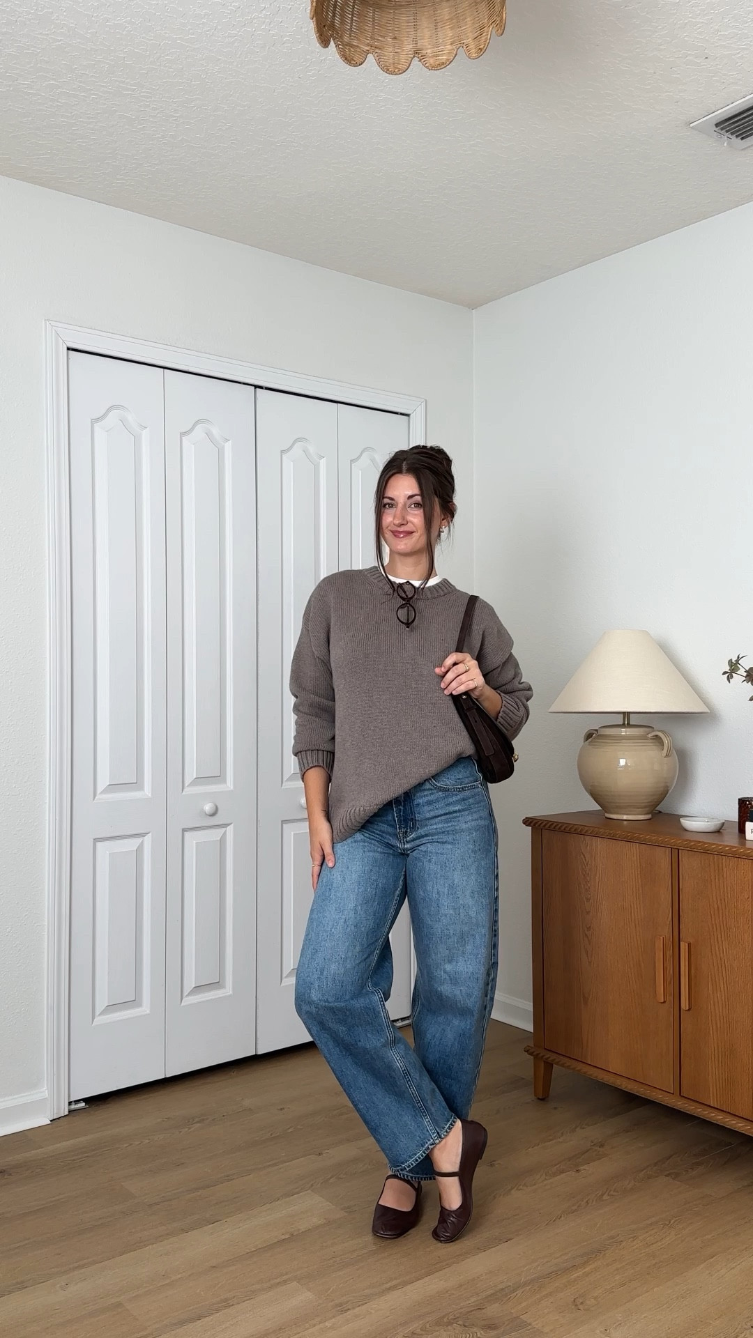 Simple fall outfit! Wearing medium sweater, xs tee, 26 jeans and flats fit tts 

#LTKSaleAlert #LTKStyleTip #LTKSeasonal