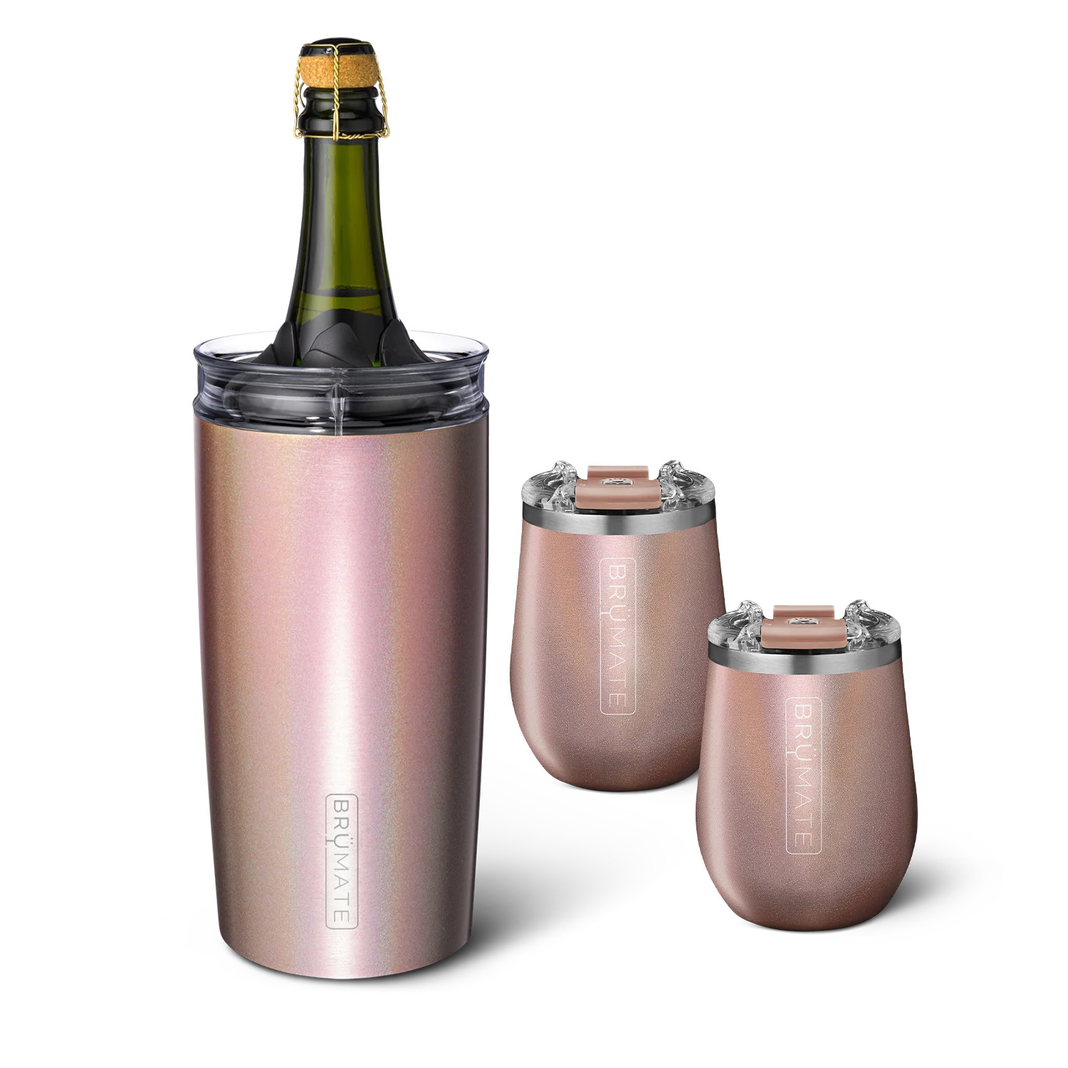 Bottle Chiller Bundle | Glitter Rose Gold | 49/14oz | Brumate