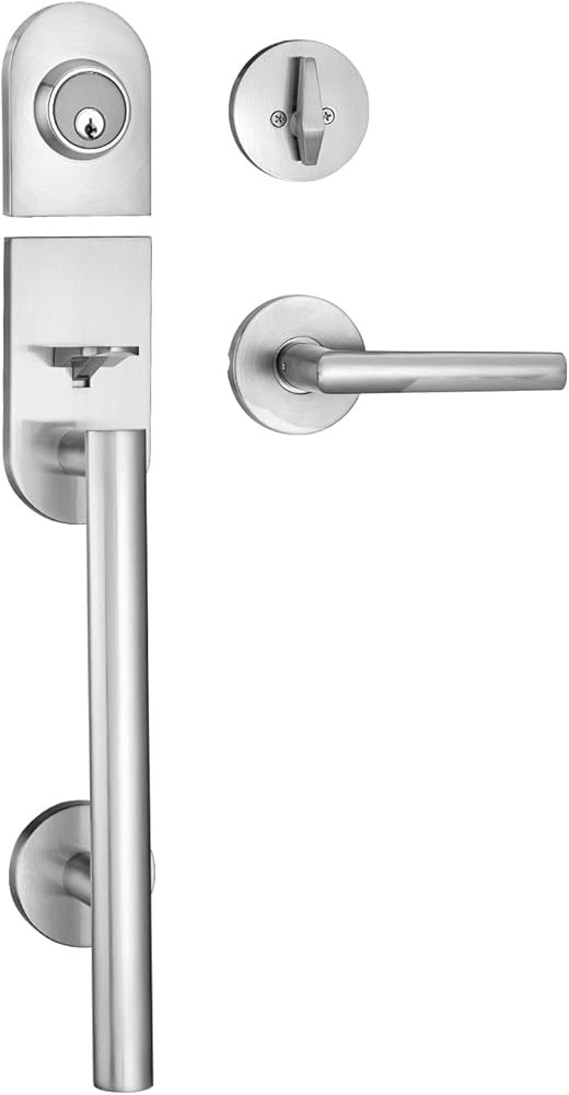 Berlin Modisch HandleSet Front Door Entry Handle and Deadbolt Lock Set Sleek Round Lever and Sing... | Amazon (US)