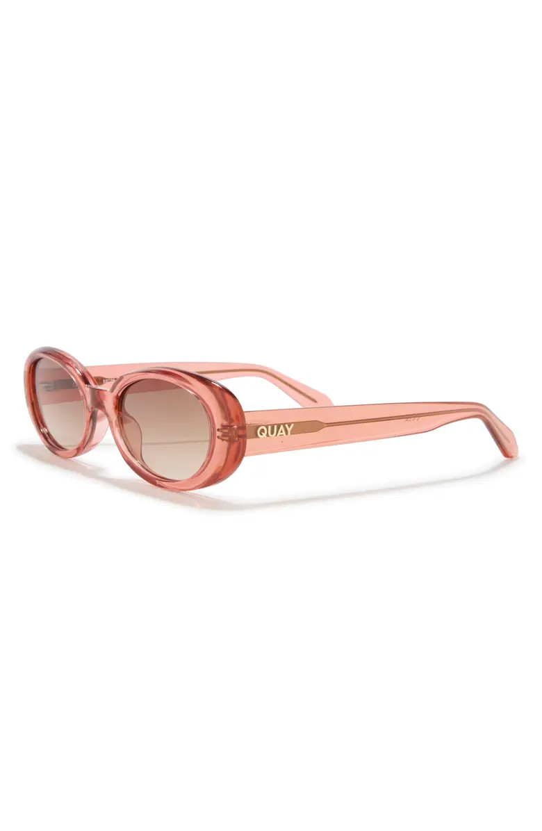 QUAY Felt Cute 52mm Gradient Small Oval Sunglasses | Nordstrom | Nordstrom