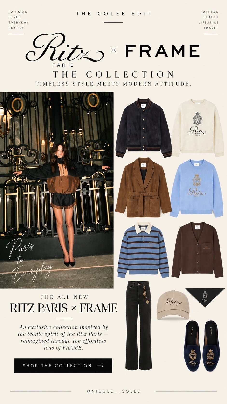 Parisian luxury meets effortless cool. 🇫🇷✨

The iconic Ritz Paris has teamed up with FRAME, and this collection is giving *off-duty Parisian chic* in the best possible way.

Think elevated everyday essentials, gorgeous knits, luxe outerwear, and those little details that make even a casual outfit feel expensive.

The sweaters, suede jackets, and embroidered pieces? **Très chic, darling.** 🥐🤎

I've rounded up my favorites from the collection. Shop the edit right here!

#RitzParis #FRAME @FRAME #RitzParisxFRAME #TheColeeEdit #ParisianStyle #ElevatedBasics #LuxuryFashion #EffortlessChic 

 #LTKdayinmylife #LTKgrwm #LTKootd