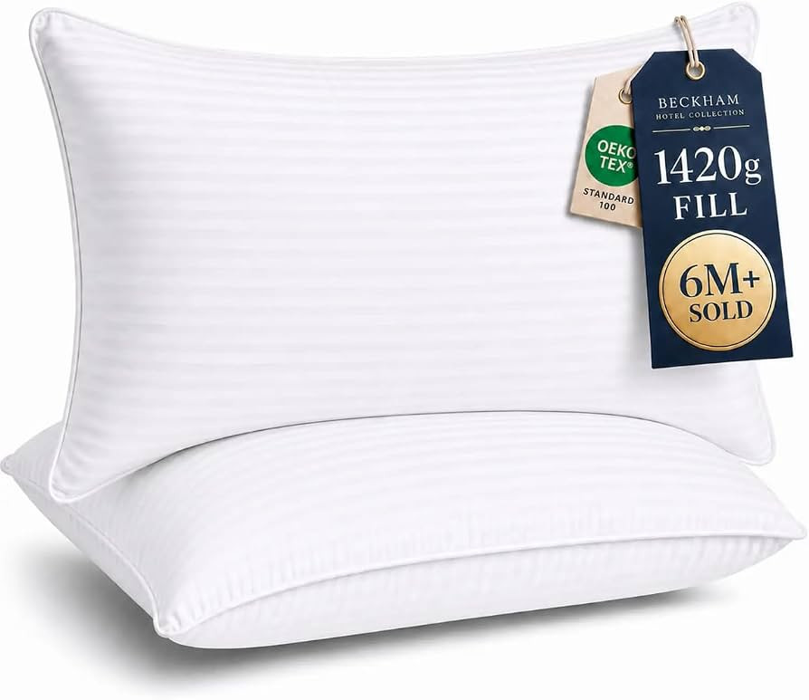 Beckham Hotel Collection Bed Pillows King Size Set of 2 - Down Alternative Pillow for Back, Stoma... | Amazon (US)