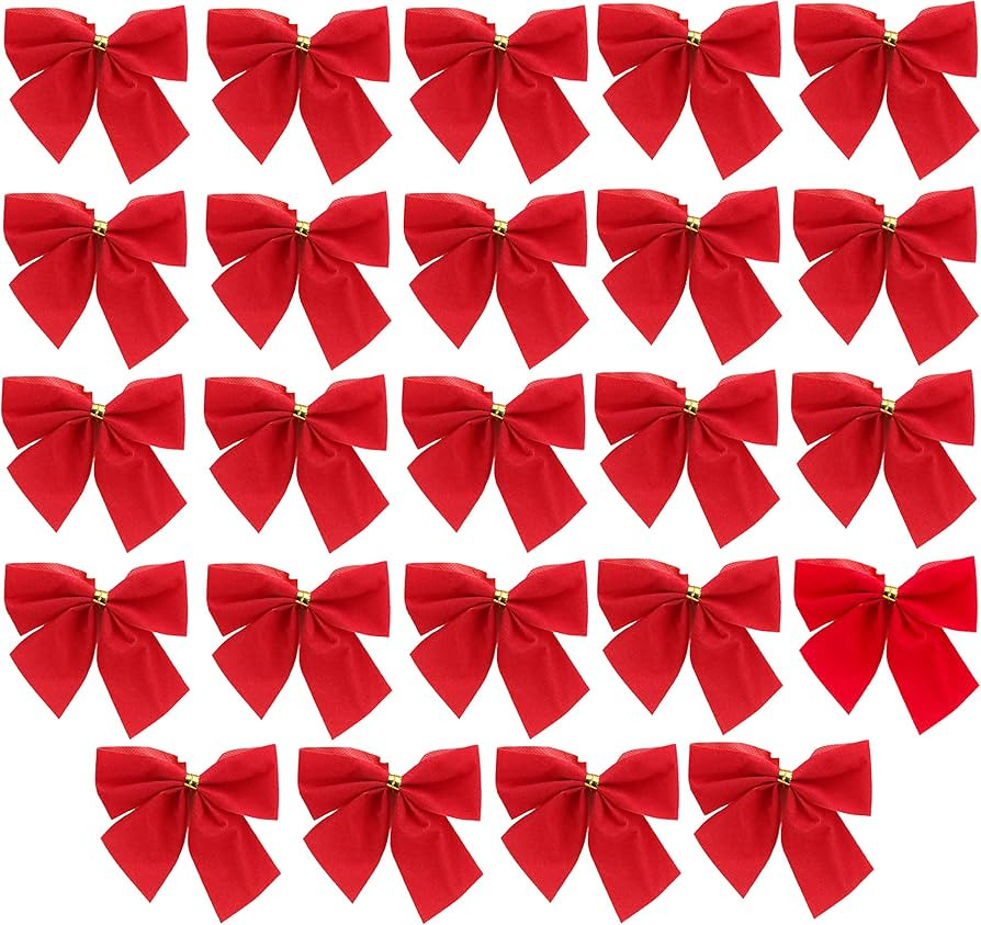 Toyland® 2 x 12 Red Velvet Ribbon Bows - Xmas Tree Decoration Presents - Arts Crafts | Amazon (UK)