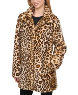 Calvin Klein Petite Leopard Faux-Fur Coat | Macys (US)
