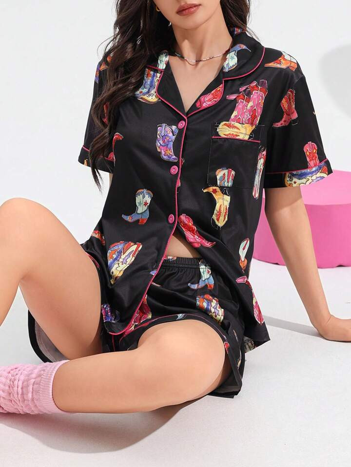 SHEIN Chillnights Trendy Fashionable Boot Collar 2pcs Women's Pajama Set | SHEIN USA | SHEIN