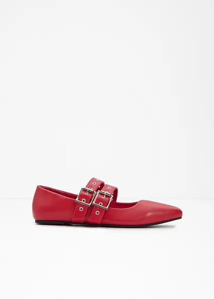 Modische Ballerina mit Nieten und Schnallen - rot | bonprix | Bonprix DE