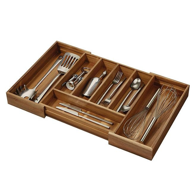 Expandable Acacia Wood Cutlery Drawer Organizer | Amazon (US)