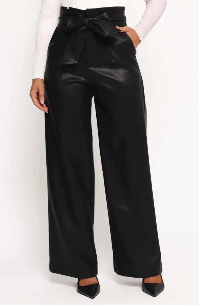 Petal & Pup Kieran Tie Waist Faux Leather Wide Leg Pants | Nordstrom | Nordstrom