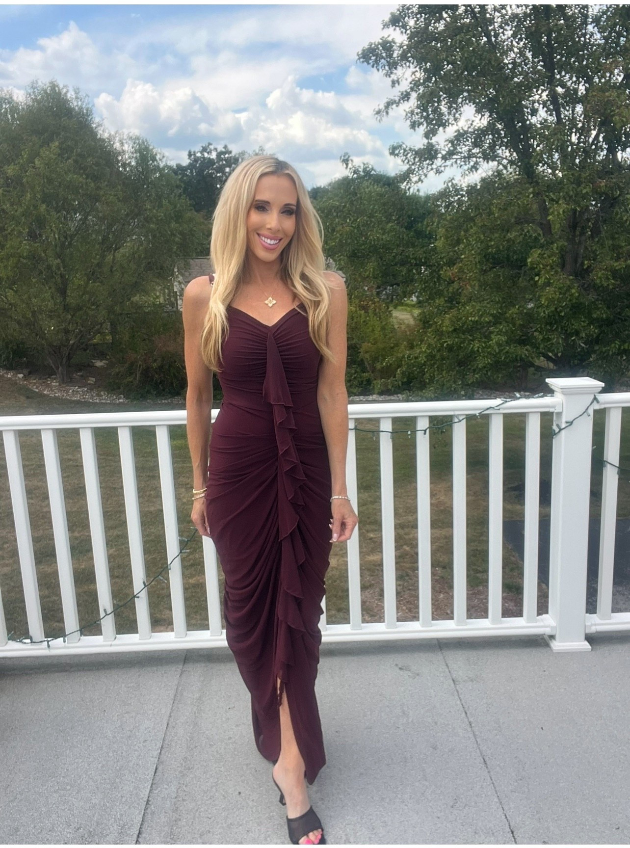 Gorgeous ruffled ruched maxi dress ❤️

#LTKBeauty #LTKStyleTip #LTKFindsUnder50
