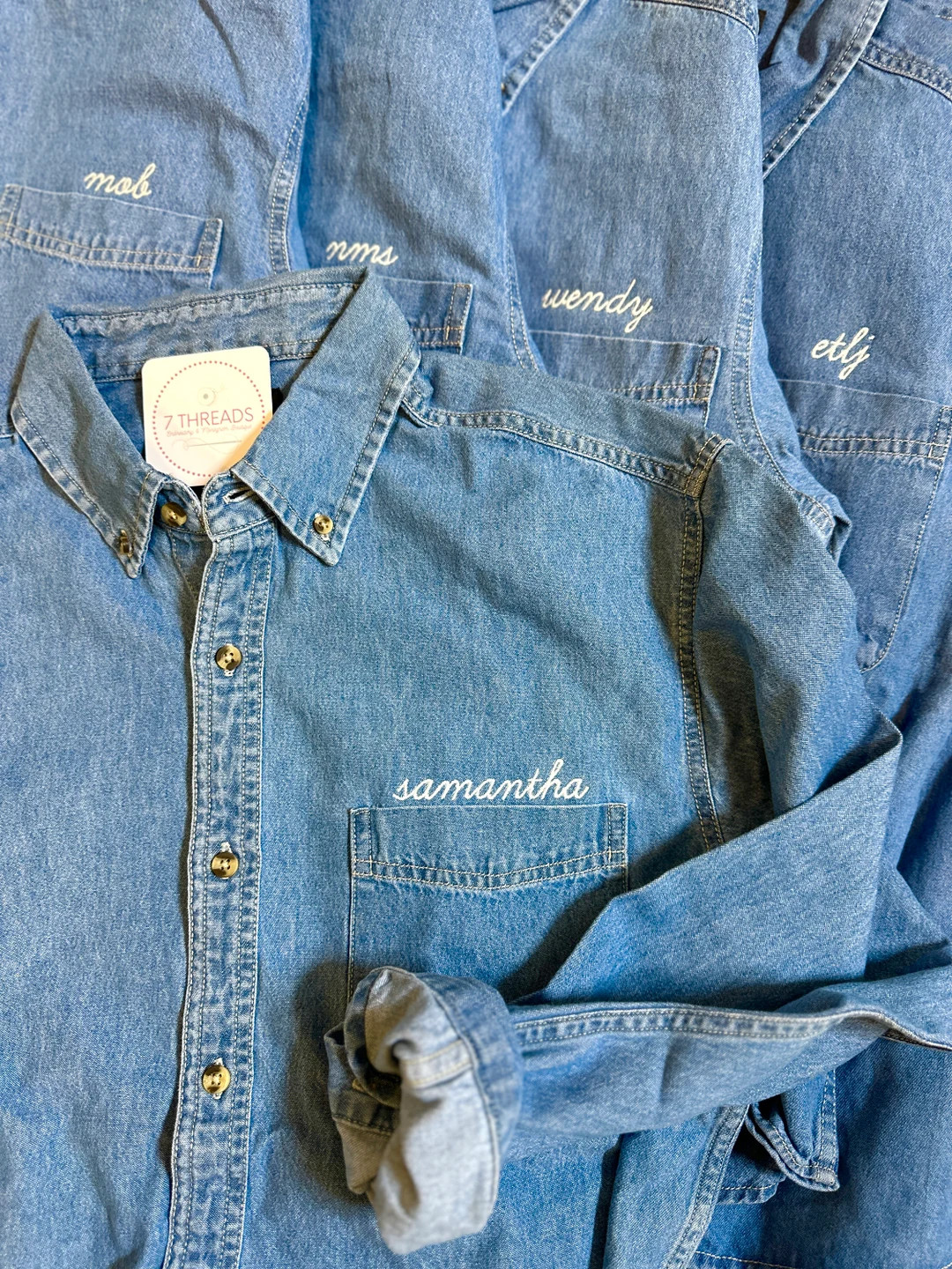 Chambray Button Down for Bridal Party, Minimalist Embroidered Wedding Day Button up Shirt, Monogr... | Etsy (US)