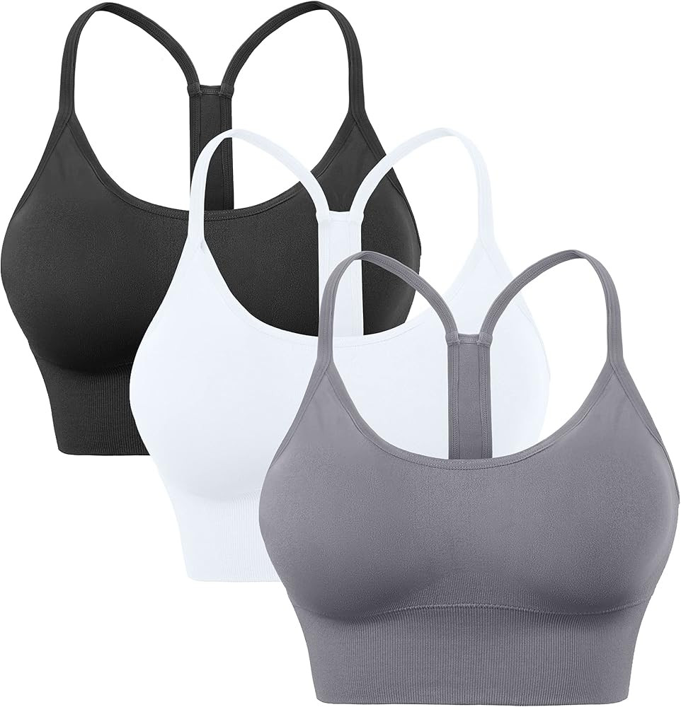 Evercute Racerback Sports Bras Padded Y Racer Back Cropped Bras for Yoga Workout Fitness Low Impa... | Amazon (US)