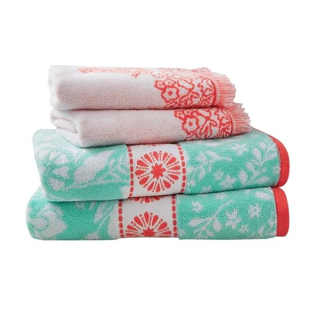 The Pioneer Woman 4 Piece Cotton Bath Towel Set, Classis Mint Green - Walmart.com | Walmart (US)