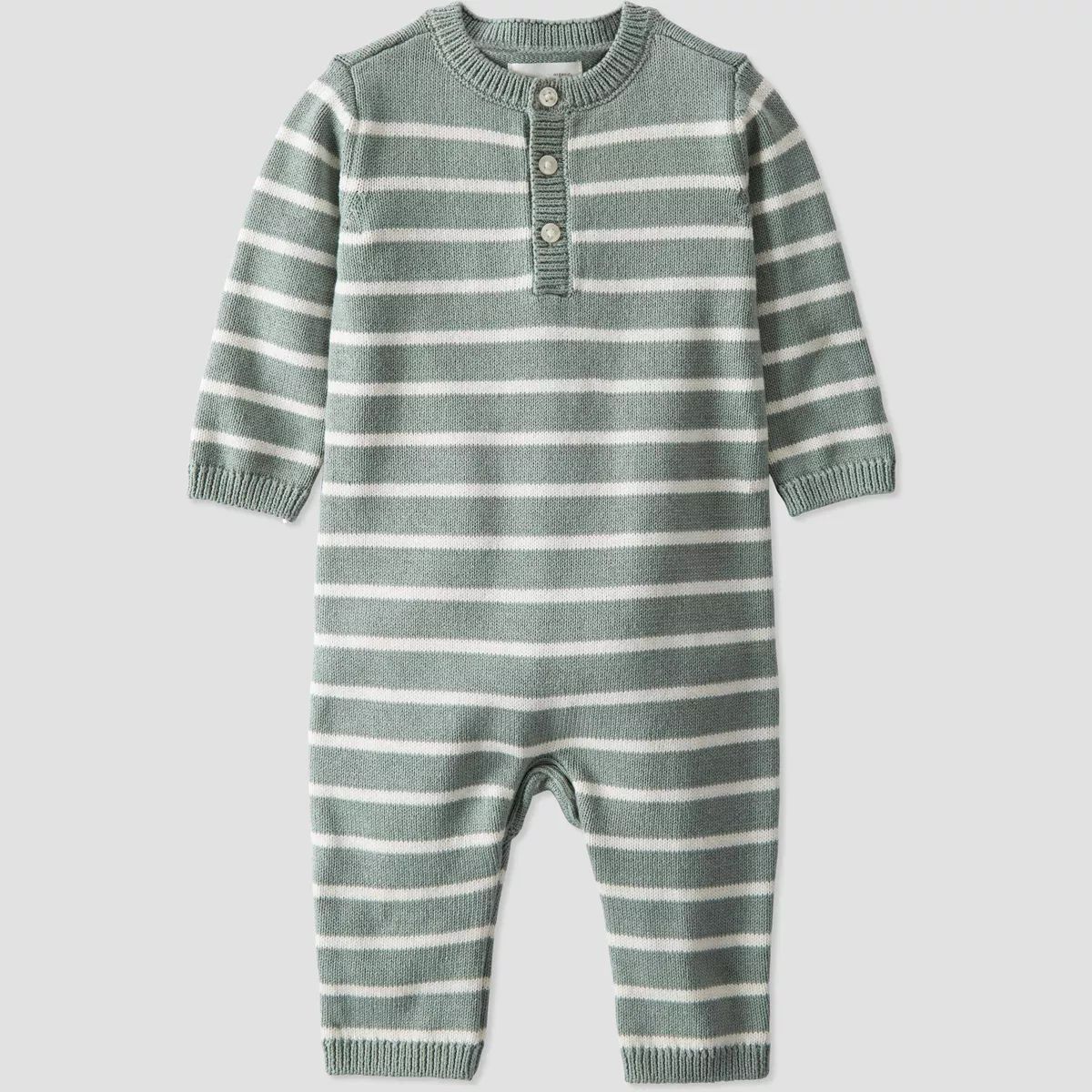 Little Planet by Carter's Organic️ Baby Striped Sweater Knit Romper - Green | Target