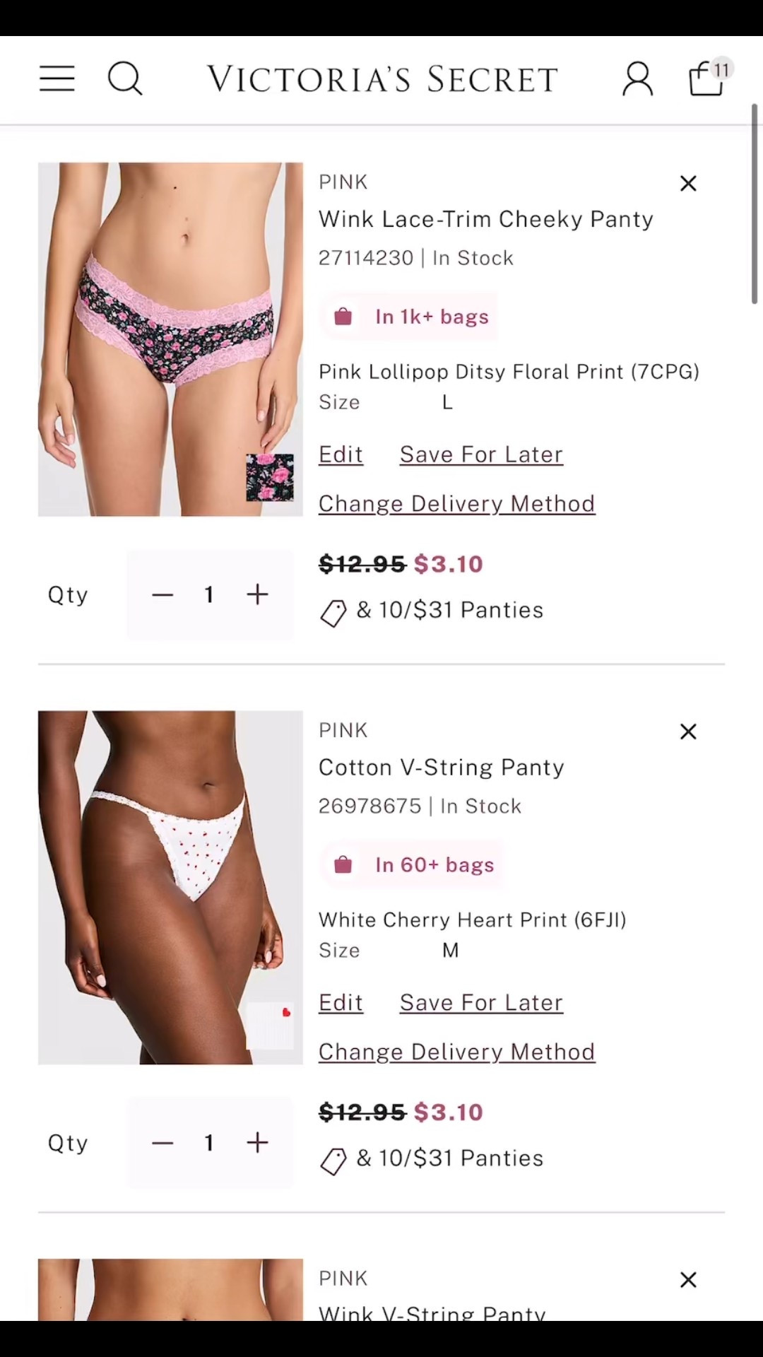 Love when Victoria’s Secret hosts amazing sales! I wear a medium in the thongs and large in the full panties