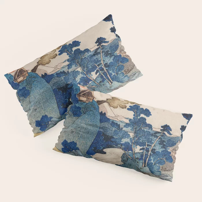 Cottages On Cliffs Traditional Japanese Landscape Pillow Sham | Society6