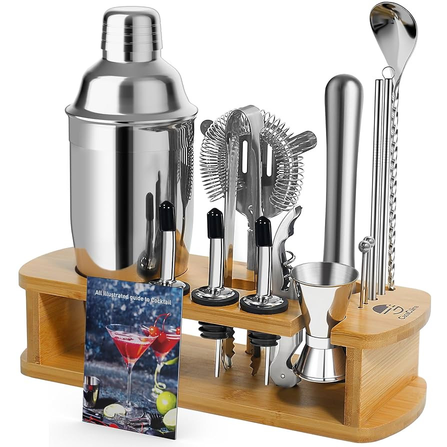 Cocktail Shaker Set Mixology Bartender Kit with Stand, 17 Piece Bar Tool Set: Martini Shaker, Jig... | Amazon (US)