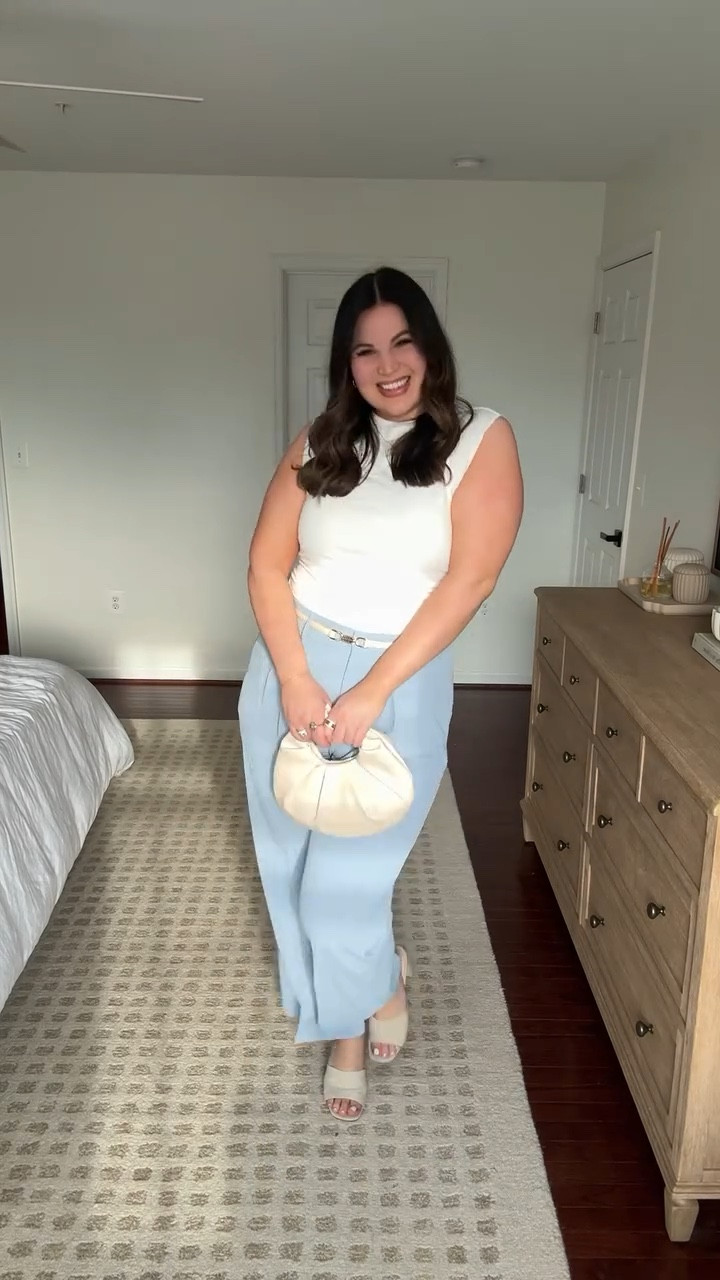 Spring workwear outfit! 
Top - xl 
Pants - xl long 
Heels - 10
Undies + bra: use code KELLYELIZXSPANX to save 

#LTKMidsize #LTKWatchNow #LTKWorkwear