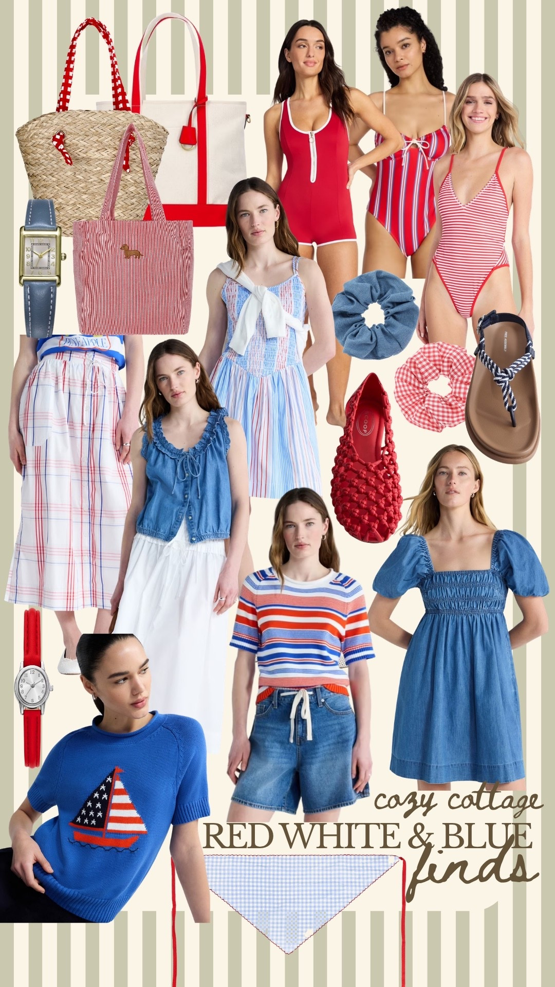 Cozy cottage red white and blue closet finds from Walmart 🇺🇸🇺🇸🇺🇸