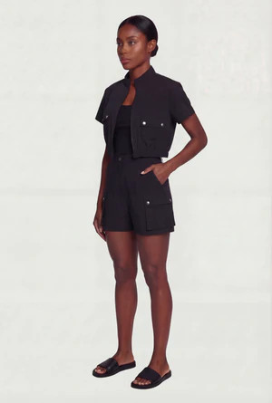 Cropped Zip Front Mock Neck Cargo Top | Rainbow Shops
