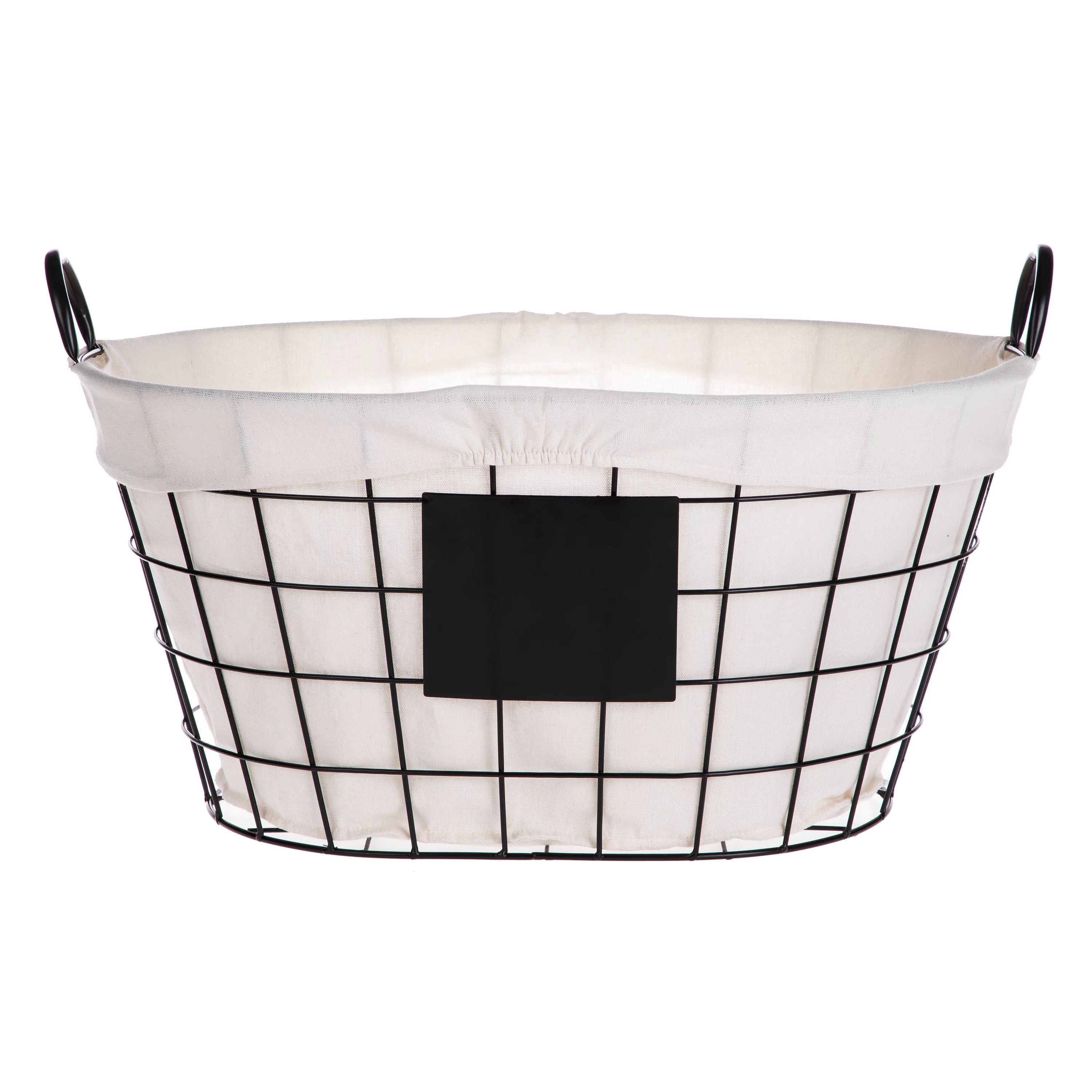 Better Homes & Gardens Oval Wire Basket with Chalkboard and Liner, Black - Walmart.com | Walmart (US)