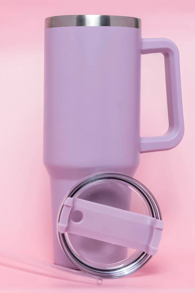 Sippin' Pretty Lilac 40 oz Drink Tumbler With Lid And Straw | Pink Lily