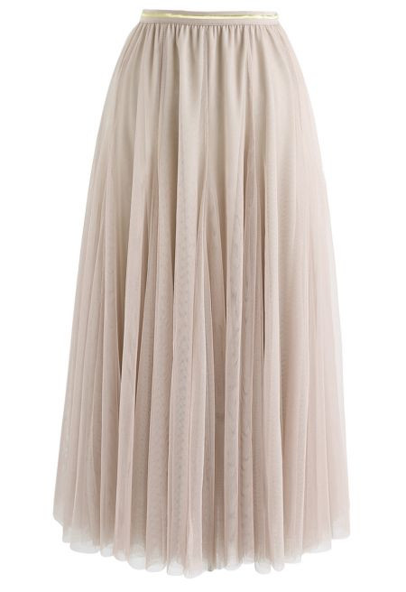 My Secret Garden Tulle Maxi Skirt in Cream | Chicwish