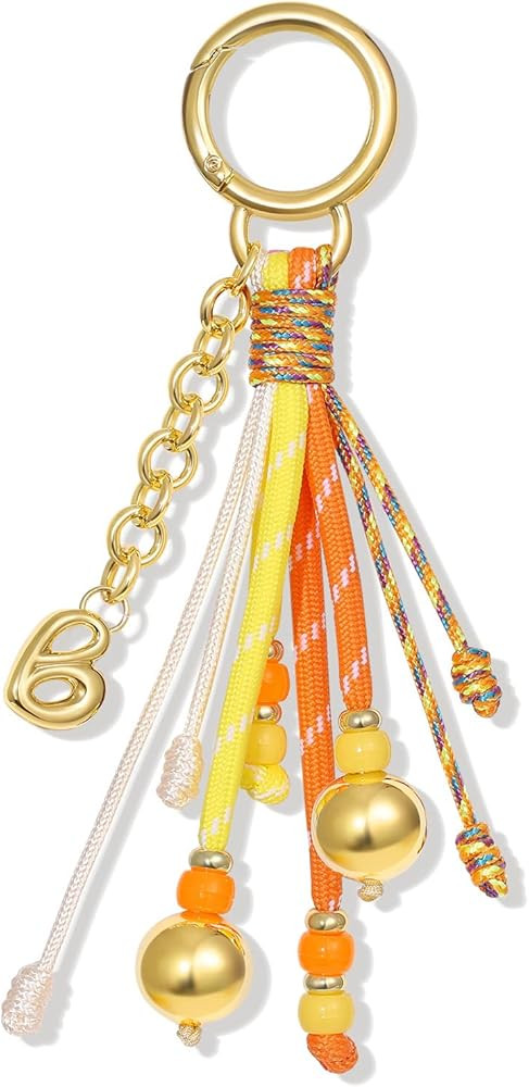 KissYan Initial Bag Charm for Women, Colorful Rope Purse charms With Bubble Letter pendant, Daint... | Amazon (US)