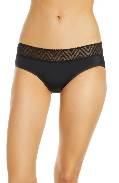 Thinx Hiphugger Period Moderate Absorbency Underwear in Black at Nordstrom, Size X-Large | Nordstrom