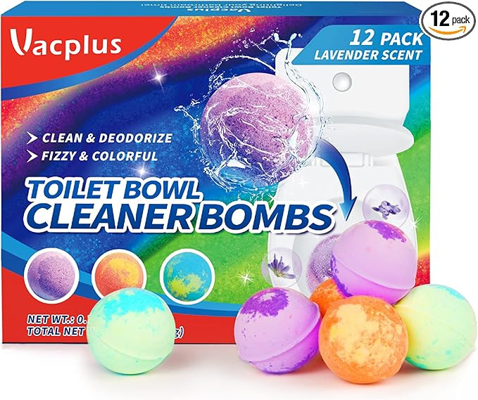 Vacplus Toilet Bowl Cleaners - 12 Pack, Fizzy & Colorful Toilet Bowl Cleaner Bombs with Lavender ... | Amazon (US)