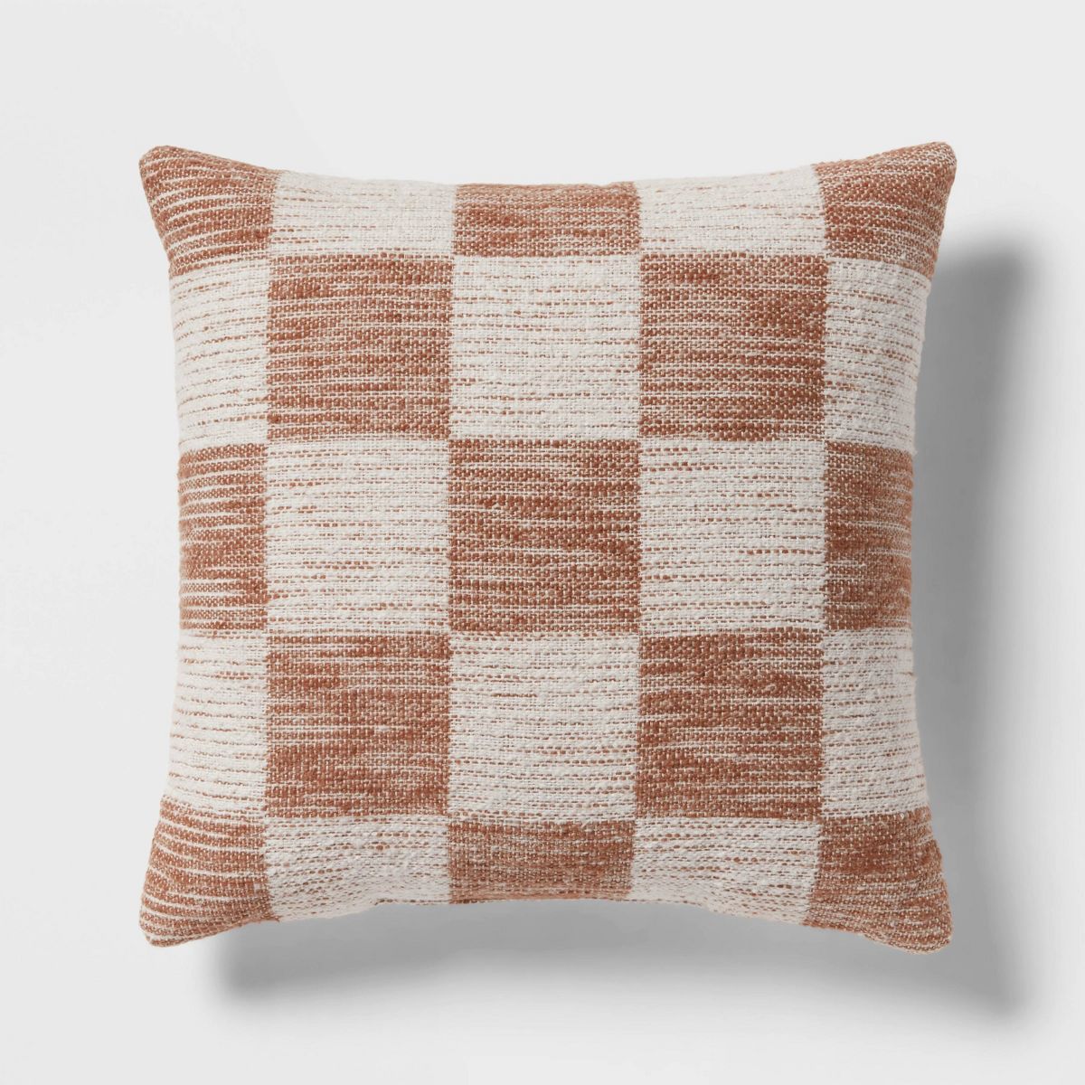18"x18" Modern Woven Checkerboard Square Decorative Pillow Light Brown - Threshold™ | Target
