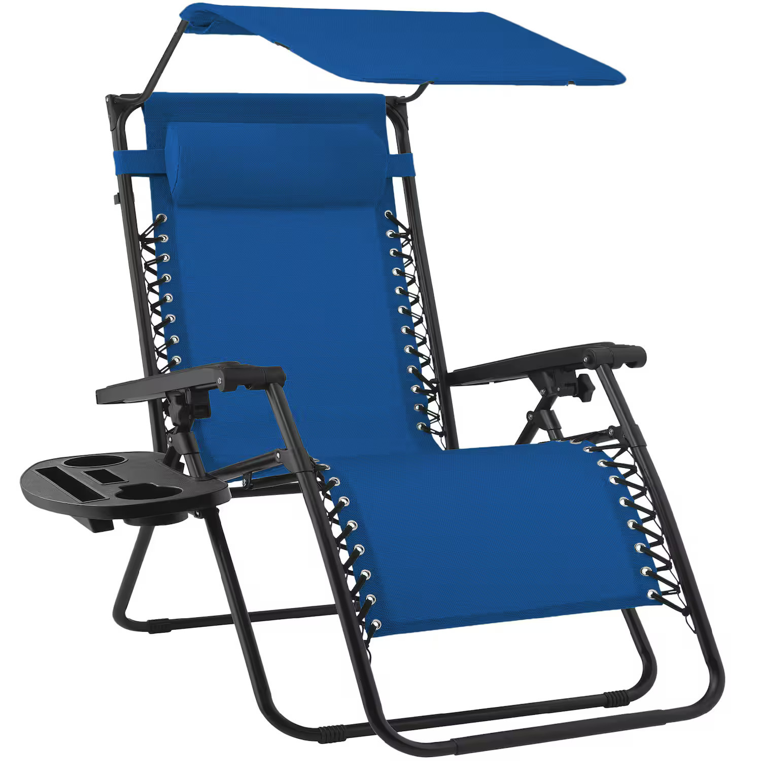Best Choice Products - Folding Zero Gravity Recliner Patio Lounge Chair w/ Canopy Shade, Headrest, Tray - Marine Blue | Best Buy U.S.