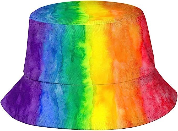 Rainbow LGBT Bucket Hats Fashion Gay Pride Sun Cap Packable Outdoor Fisherman Hat for Women Men | Amazon (US)