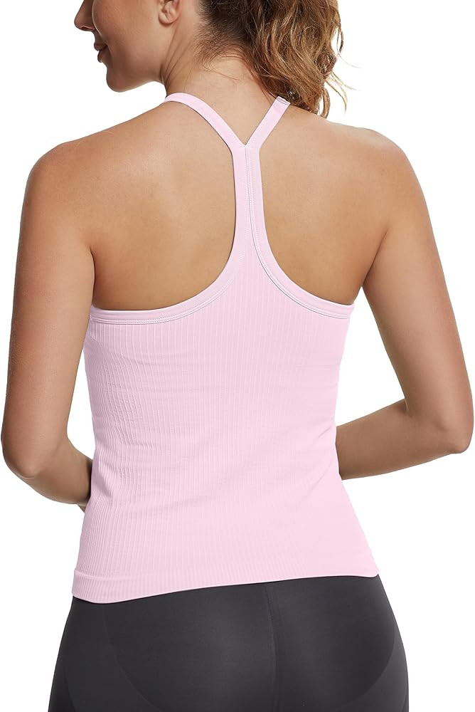 MathCat Seamless Workout Tank Tops with Built in Bra，Racerback Athletic Tank Tops Ribbed Soft Y... | Amazon (US)