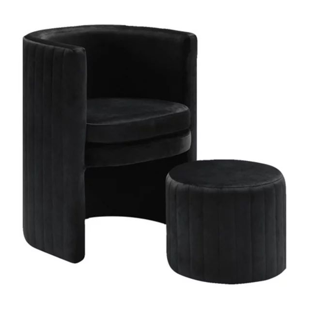 Meridian Furniture Inc Selena Upholstered Accent Barrel Chair with Ottoman | Walmart (US)