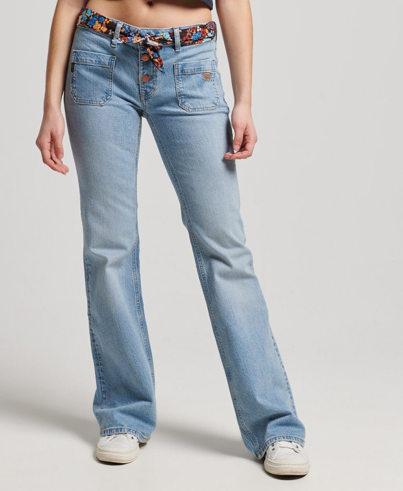 Womens - Organic Cotton Vintage Low Rise Slim Flare Jeans in Blue | Superdry | Superdry (UK)