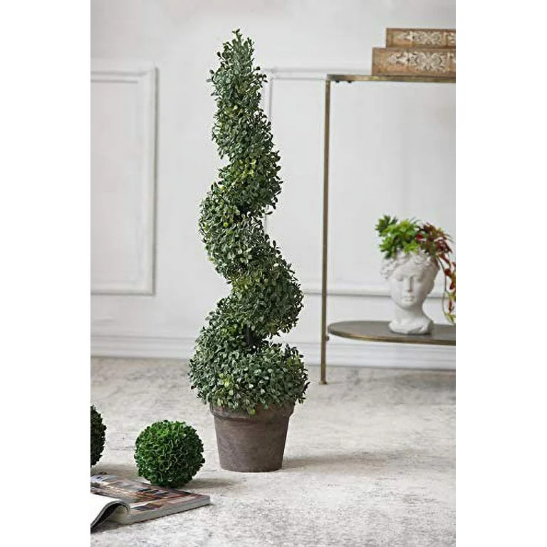 A&B Home 3ft Artificial Spiral Boxwood Topiary Tree Potted Indoor Outdoor 35 inch House Decoratio... | Walmart (US)