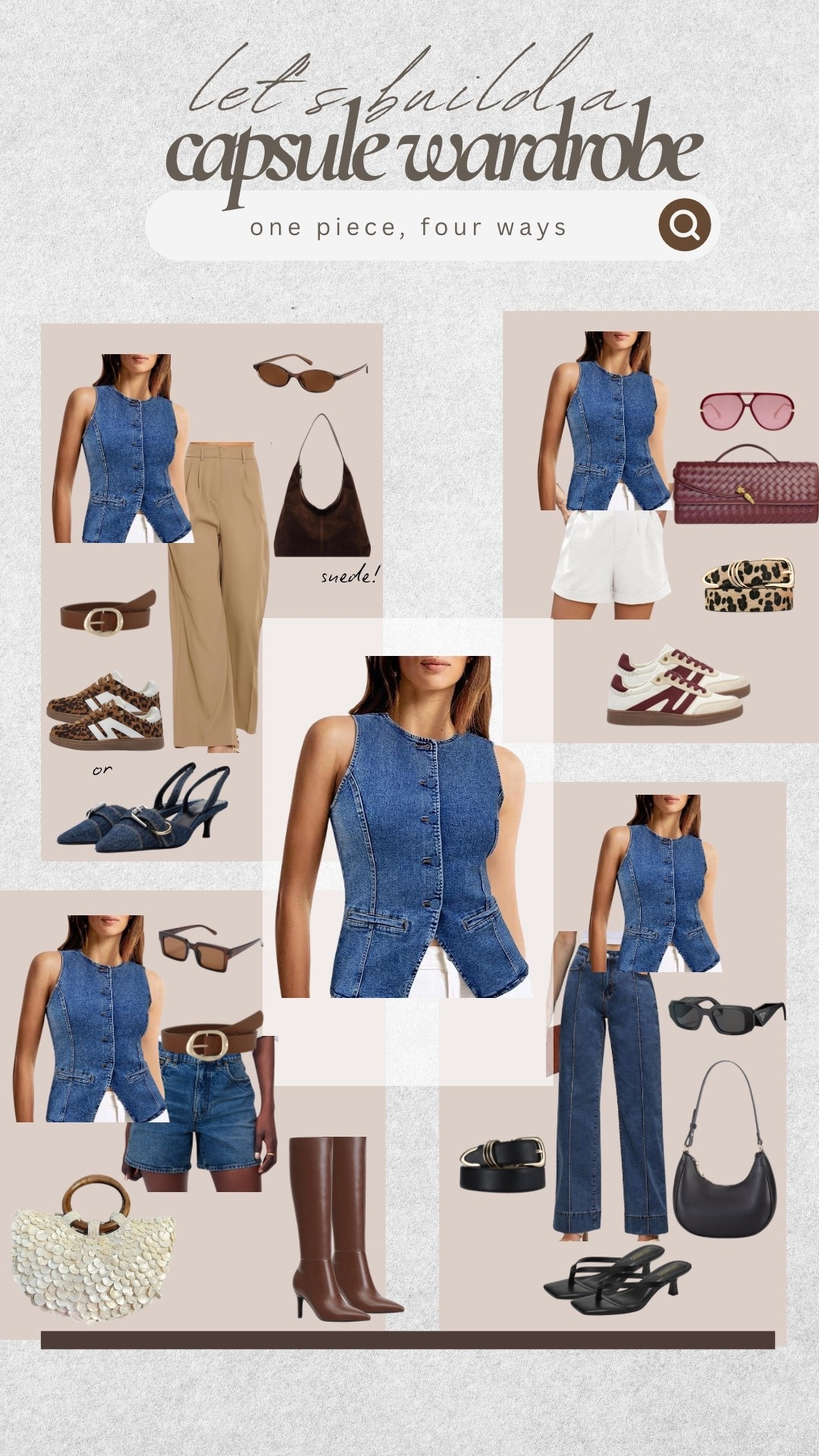 Capsule wardrobe, fall capsule wardrobe, fall outfit inspo, fall transition outfits, Amazon fall fashion, denim button down tank