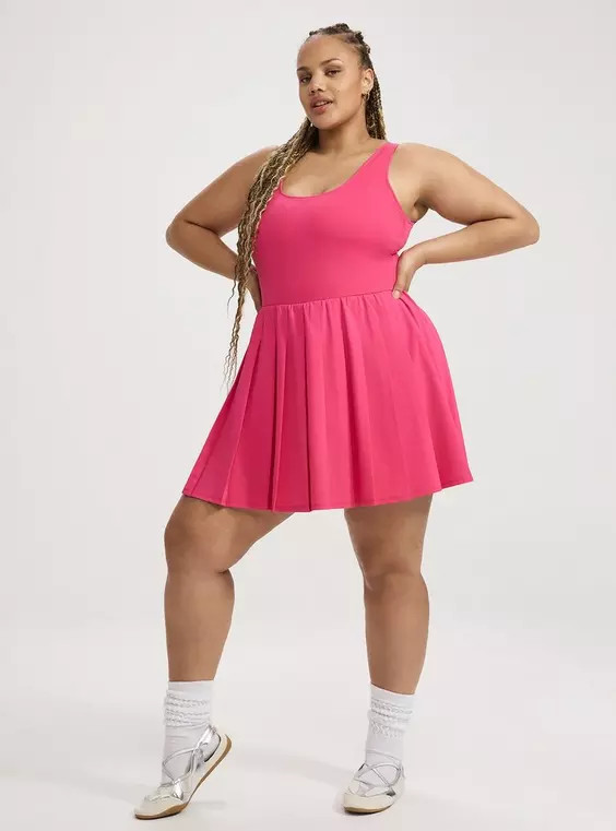 Performance Core Pleated 2fer Active Dress in Black | Torrid (US & Canada)