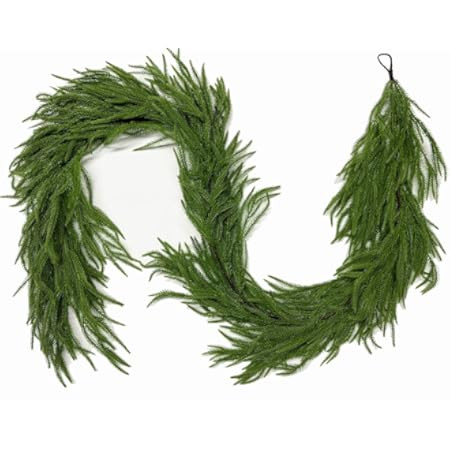 9FT Norfolk Pine Garland, Real Touch Artificial Greenery Garland, Flexible and Fluffable Christma... | Amazon (US)