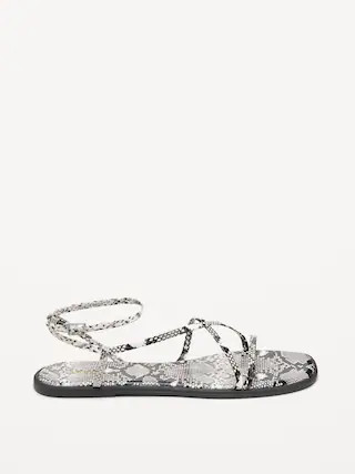 Strappy Faux-Leather Sandals | Old Navy (US)