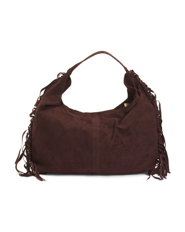 Made In Italy Suede Fringe Hobo | TJ Maxx
