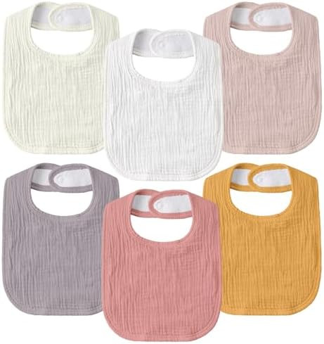 GLLQUEN BABY Muslin Drool Bibs for Boys Girls 6 Pack, Adjustable Baby Bibs for Drooling and Teeth... | Amazon (US)