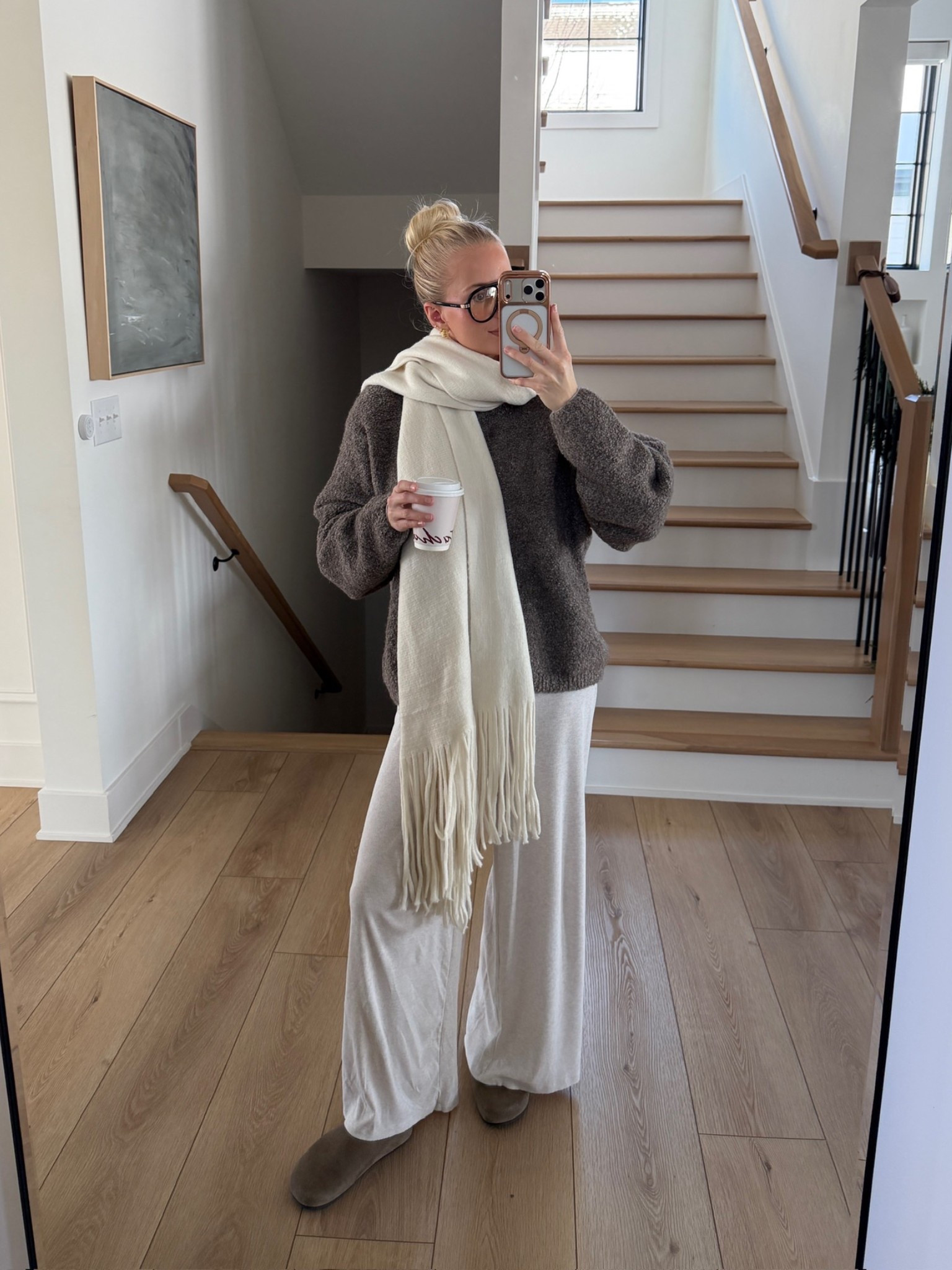 Wearing a m/l in cardigan ($$, linked similar), small in pants (heather birch), shoes are tts (limited stock, linked similar), linked similar cardigans! #kathleenpost

Work from home outfit, school drop off, winter airport outfit, lounge outfit, winter travel outfit, school pick up, cold weather wear

#LTKSeasonal #LTKHome